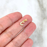 Dije Letra C Silueta 0.35gr / 1.3cm / Circones Blancos Oro Amarillo