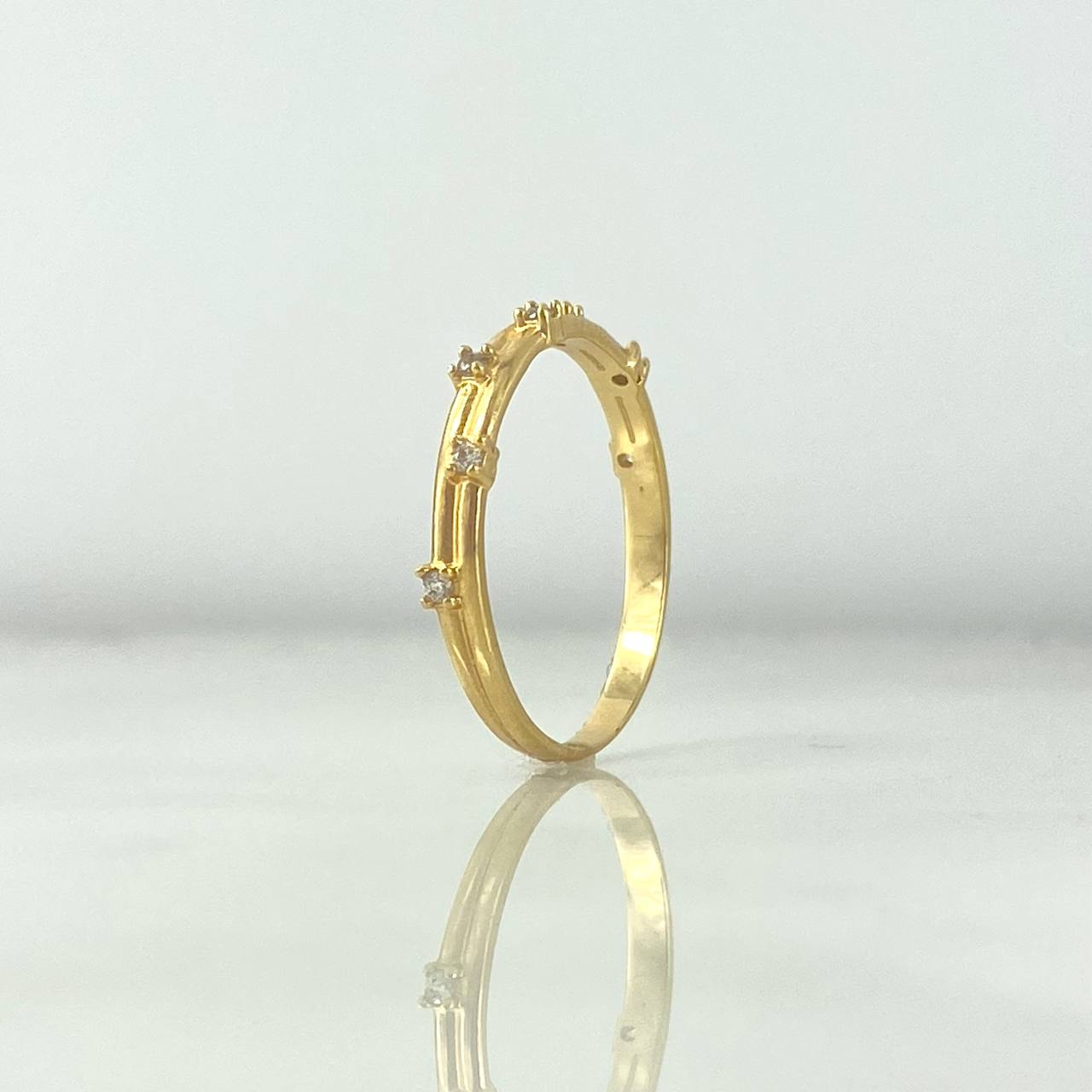 Anillo Corona De Espinas 1.45gr T7 3/4 Circones Blancos Oro Amarillo