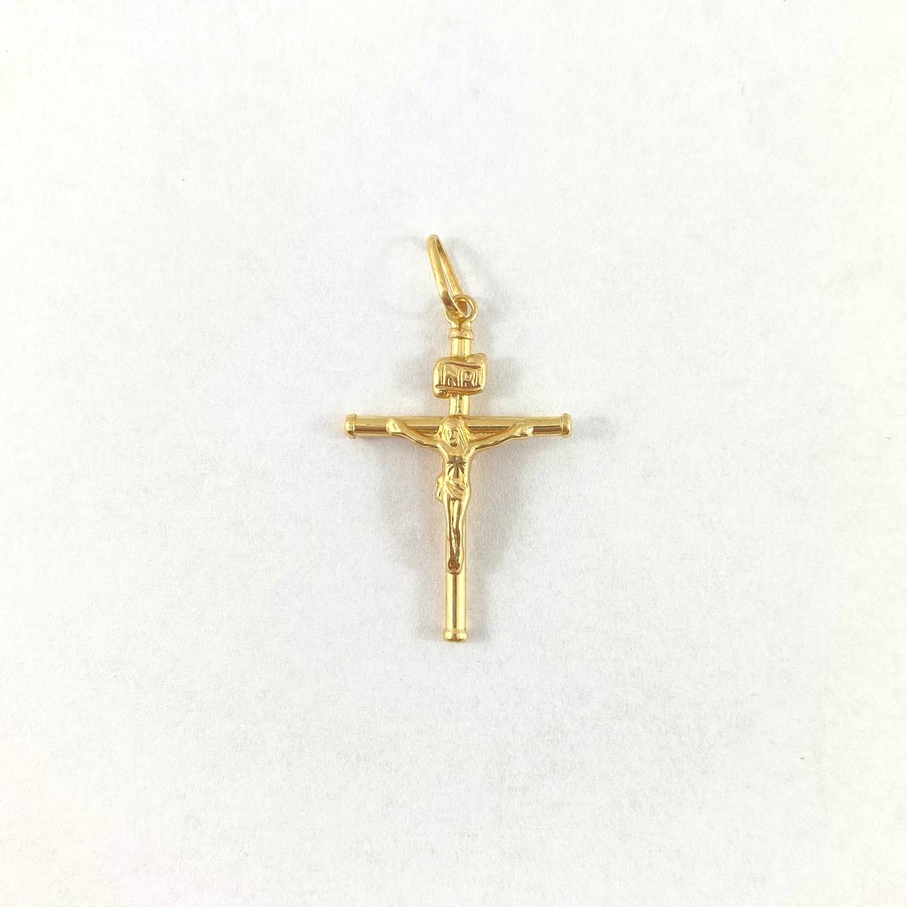 Dije Cruz Cristo 1.05gr / 3.5cm / Baston Liso Oro Amarillo