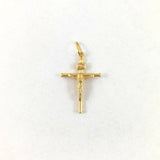 Dije Cruz Cristo 1.05gr / 3.5cm / Baston Liso Oro Amarillo