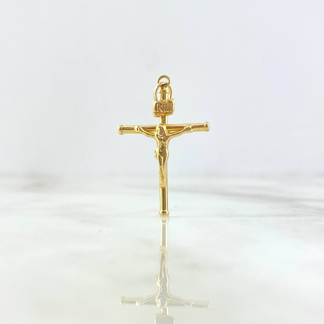 Dije Cruz Cristo 1.05gr / 3.5cm / Baston Liso Oro Amarillo