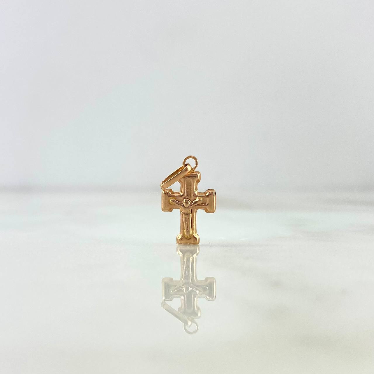 Dije Cruz Cristo 0.5gr / 2cm / Templaria Troquelada Oro Rosa