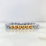 Pulsera Gris Lineal 1.2gr / 6mm Bolas Lisas 6 Und Oro Amarillo *