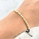 Pulsera Negra Lineal 2gr / 4mm Bolas Lisas - Diamantadas 18 Und Oro Amarillo *