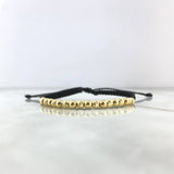 Pulsera Negra Lineal 2gr / 4mm Bolas Lisas - Diamantadas 18 Und Oro Amarillo *