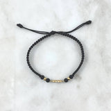 Pulsera Negra Infinito 0.45gr / 3mm Bolas Lisas 2 Und Oro Amarillo ©