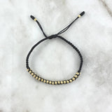 Pulsera Negra Zig - Zag 3.55gr / 3mm Bolas Satinadas 42 Und Oro Amarillo *