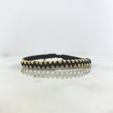 Pulsera Negra Zig - Zag 3.55gr / 3mm Bolas Satinadas 42 Und Oro Amarillo *