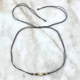 Choker Negro Cruz Tambor 0.95gr / 4mm Bolas Lisas 2 Und Oro Amarillo