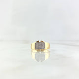 Anillo Rectangulo 4.05gr / T7 3/4 / Circones Blancos Oro Amarillo