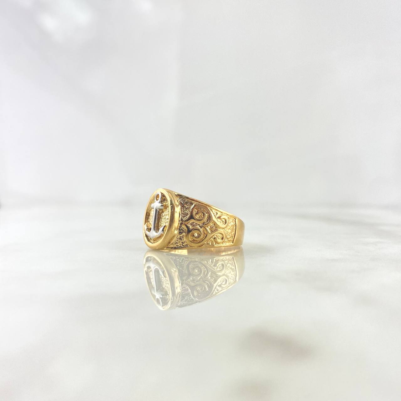 Anillo Ancla 6.4gr / T11 / Dos Oros Amarillo Blanco