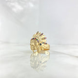 Anillo Indio 13.25gr / T10 / Circones Multicolores Oro Amarillo ©