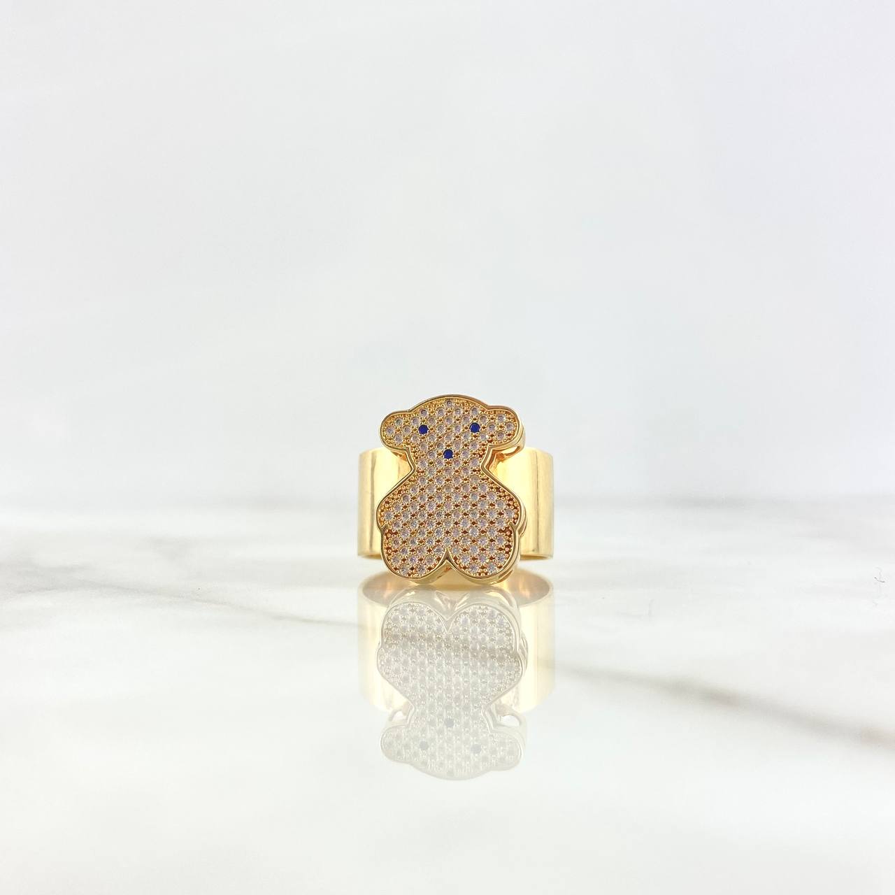 Anillo Oso TS Corazones Filigrana 11.5gr / T9 3/4 / Circones Blancos - Azules Oro Amarillo ©