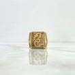 Anillo Dragón Chino 16.65gr / T11 1/4 / Circones Verdes - Blancos Dos Oros Amarillo Rosa ©