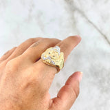 Anillo Rostro De Cristo 11.35gr / T10 1/4 / Circones Blancos Ojos Azules Dos Oros Amarillo Blanco ©