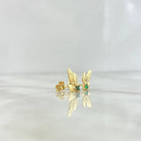 Topos Hoja Triple 2.3gr / 1.4cm / Esmeraldas 18pts - Broche Mariposa Oro Amarillo (Joya)