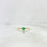 Anillo Solitario Real 1.5gr / T6 / Esmeralda 21pts - Diamantes Blancos 5pts Oro Amarillo (Joya)