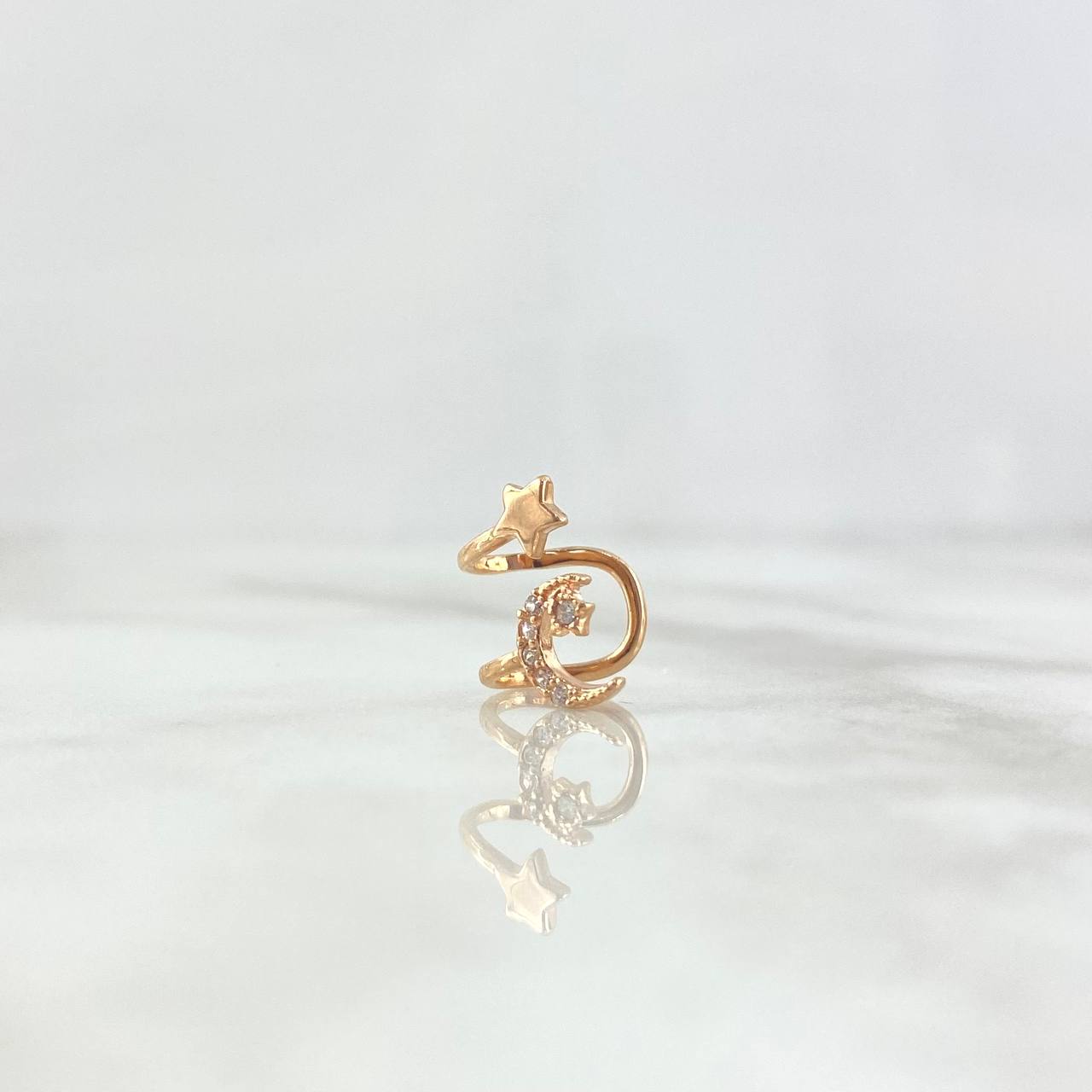 Piercing Earcuff Simulador Estrella Luna 0.9gr / 1.1cm / Oro Rosa (Joya)