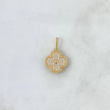 Dije Trébol VCyA 4.1gr / 2.2mm Circones Blancos Oro Amarillo +4 ©