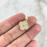 Dije Trébol VCyA 4.1gr / 2.2mm Circones Blancos Oro Amarillo +4 ©