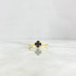 Anillo Trébol VCyA 1.95gr / T9 / 8mm Onix Negro Punteado Oro Amarillo +4 (Oferta) ©