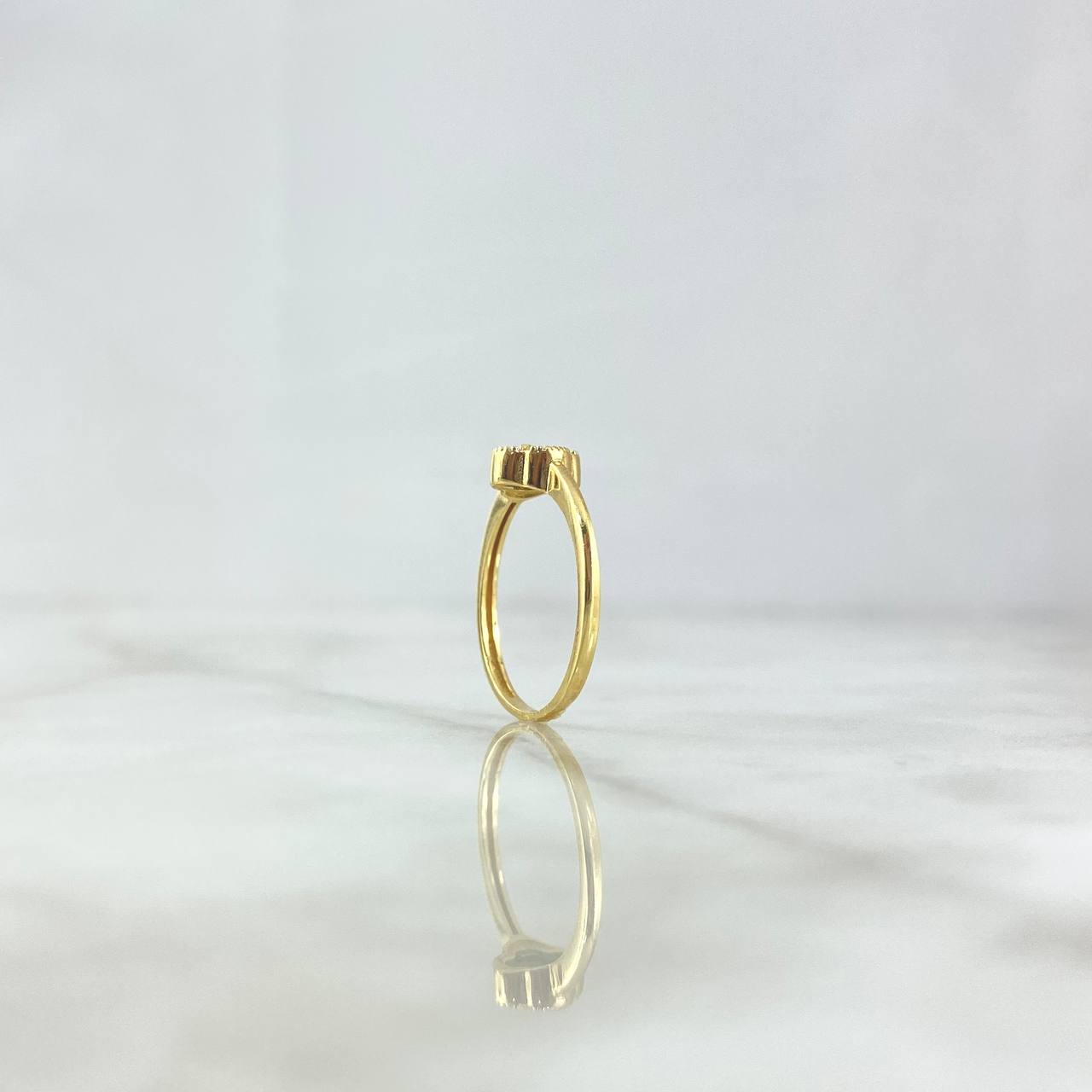 Anillo Trébol VCyA 1.9gr / T6 3/4 / 8mm Malaquita Verde Punteado Oro Amarillo +4