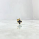 Dije Trébol VCyA 1.2gr / 1.7cm / 10mm Onix Negro Liso Oro Amarillo Nac.Esp. *