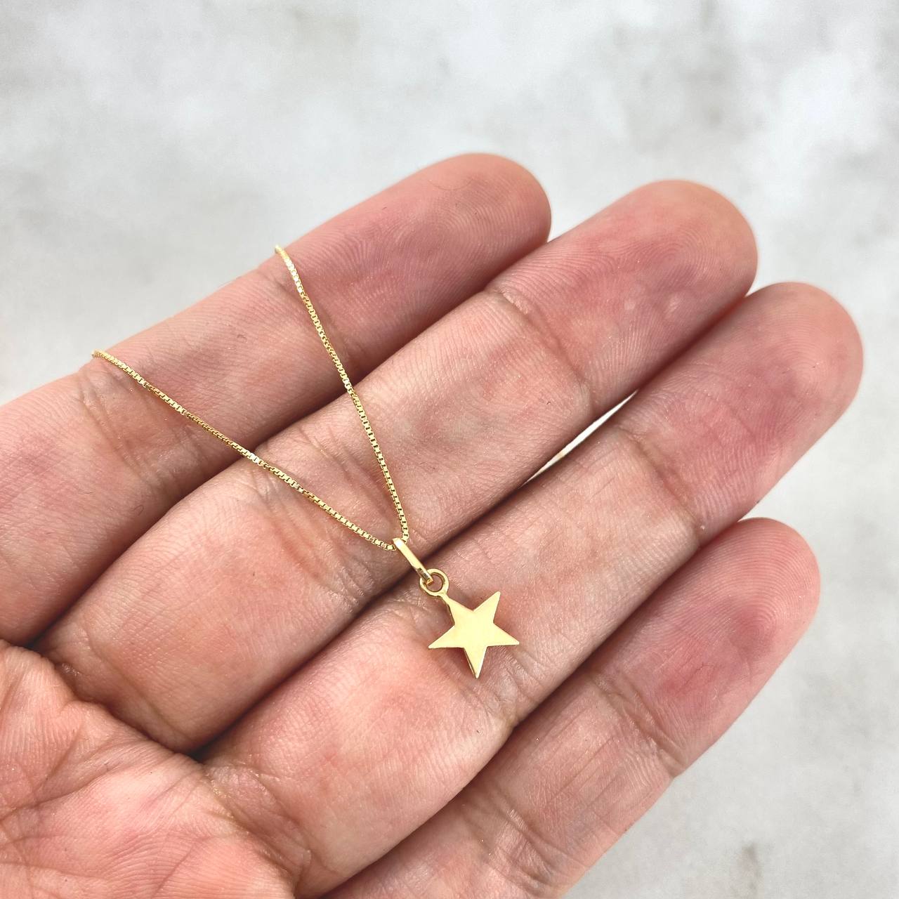 Cadena Veneciana 1gr / 40cm + Dije Estrella Bordeada 0.4gr / 1.3 Oro Amarillo (Oferta)