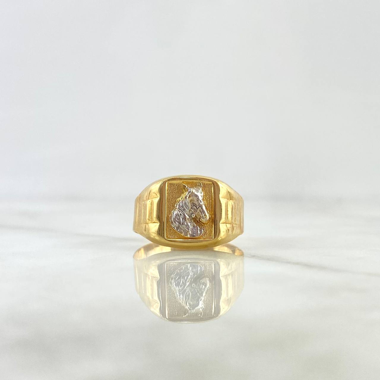 Anillo Caballo 3.7gr / T10 1/4 / Mate Dos Oros Amarillo Blanco