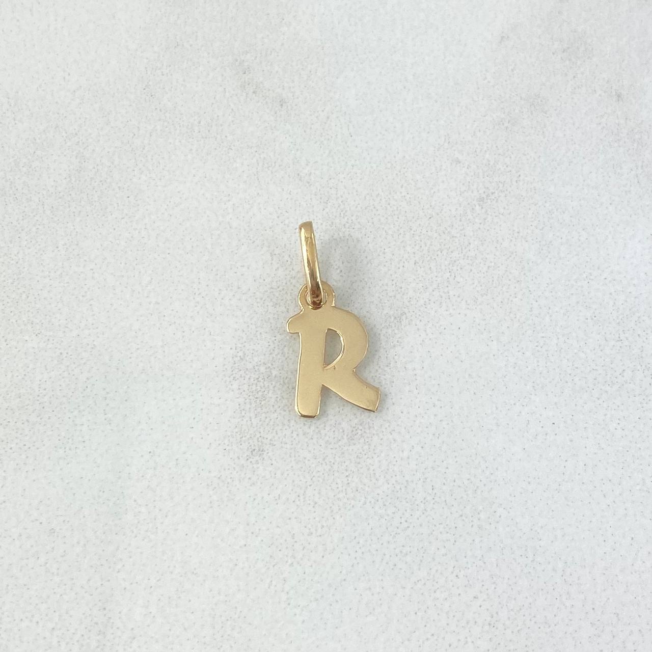 Dije Letra R Cursiva 0.4gr / 1.5cm / Lisa Oro Amarillo