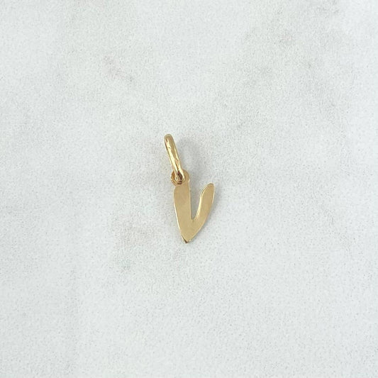 Dije Letra V Cursiva 0.45gr / 1.6cm / Lisa Oro Amarillo 18K