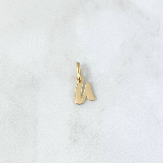 Dije Letra U Cursiva 0.45gr / 1.7cm / Lisa Oro Amarillo 18K