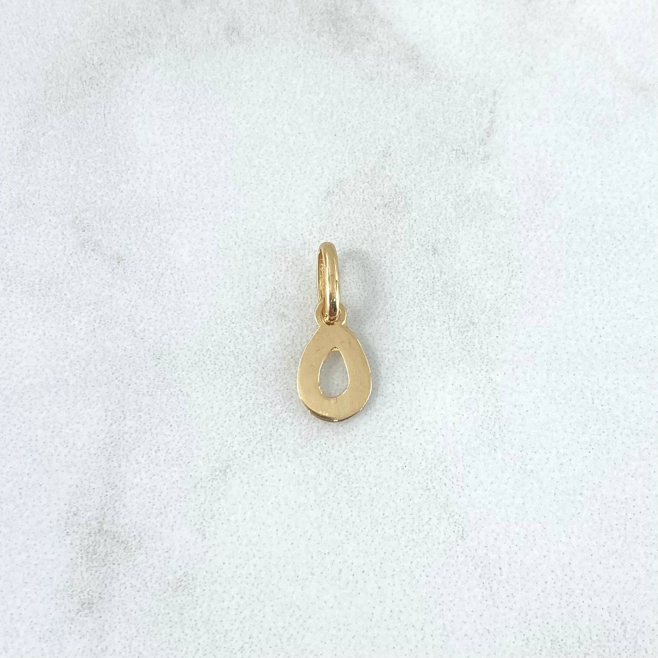 Dije Letra O Cursiva 0.4gr / 1.5cm / Lisa Oro Amarillo 18K