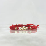 Pulsera Roja Infinito 0.55gr / 4mm Bolas Discoteca 2 Und Oro Amarillo