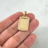 Dije Placa Rectangular 5.15gr / 3.6cm / Circones Blancos Oro Amarillo