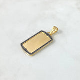 Dije Placa Rectangular 7.5gr / 4.2cm / Circones Negros Oro Amarillo