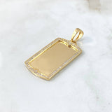 Dije Placa Rectangular 13.35gr / 5.5cm / Circones Blancos Oro Amarillo *