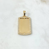 Dije Placa Rectangular 13.35gr / 5.5cm / Circones Blancos Oro Amarillo *