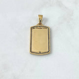 Dije Placa Rectangular 7.65gr / 4.2cm / Circones Negros Oro Amarillo *