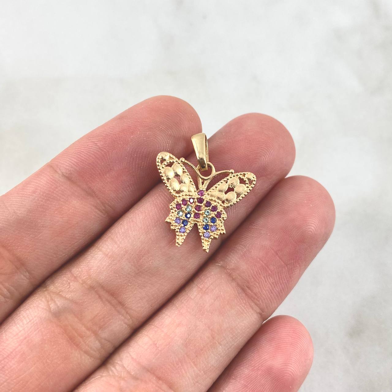 Dije Mariposa 1.45gr / 1.8cm / Circones de Colores Oro Amarillo