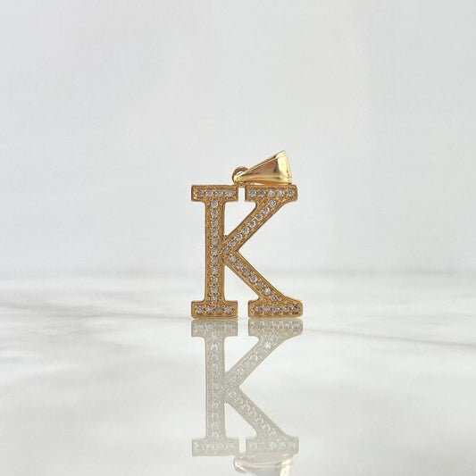 Dije Letra K 3.7gr / 3.2cm / Circones Blancos Oro Amarillo