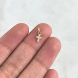 Dije Cruz 0.65gr / 2cm / Circones Blancos Oro Amarillo 18K