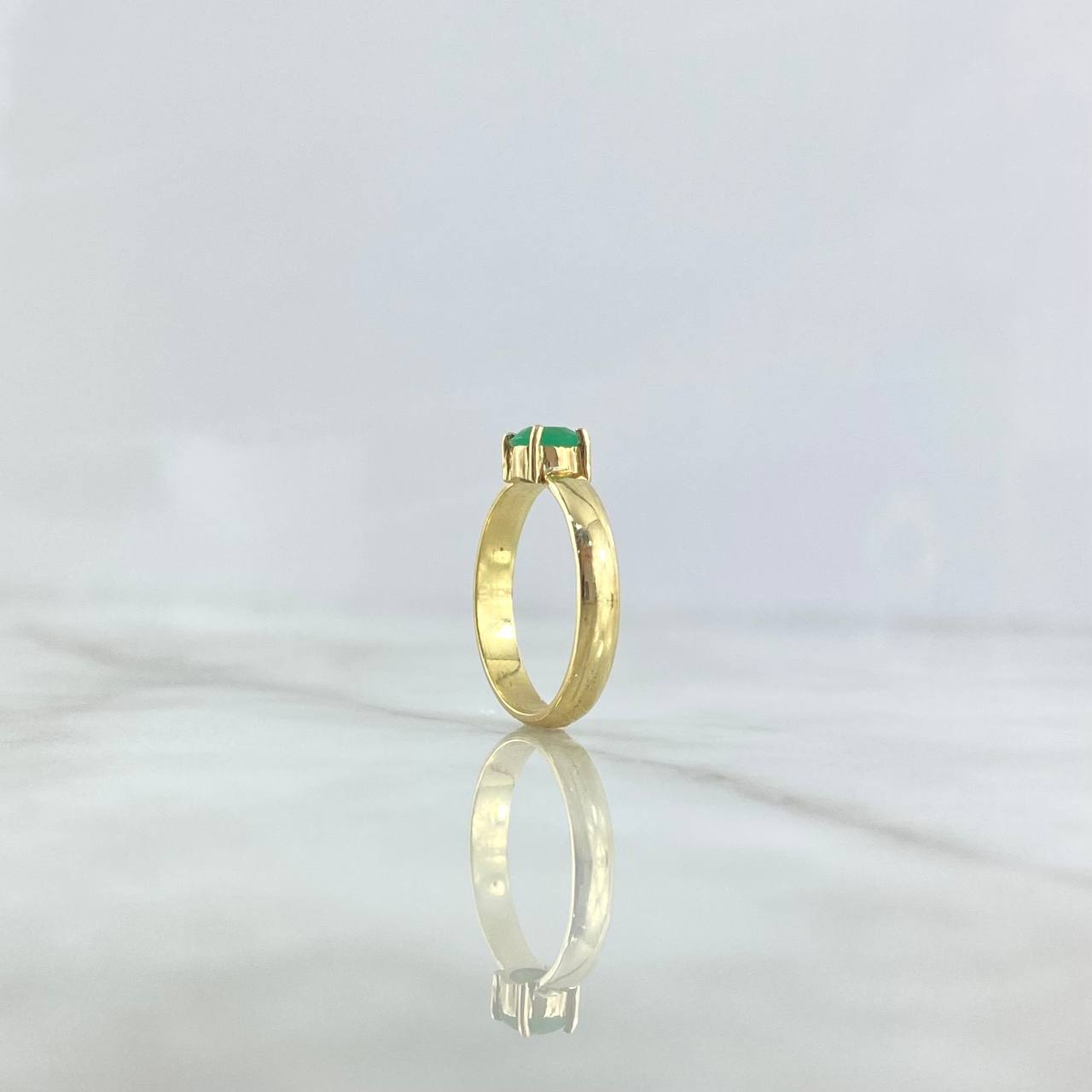 Anillo Solitario Abultado 2.95gr / T6 1/2 / 5mm Esmeralda 56pts Oro Amarillo (Joya) *