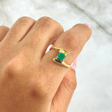 Anillo Solitario Abrazo 2.8gr / T5 3/4 / 4mm Esmeralda 31pts Oro Amarillo (Joya) *