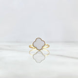 Anillo Trébol VCyA 1.75gr / T8 3/4 / Blanco Electroestático Oro Amarillo