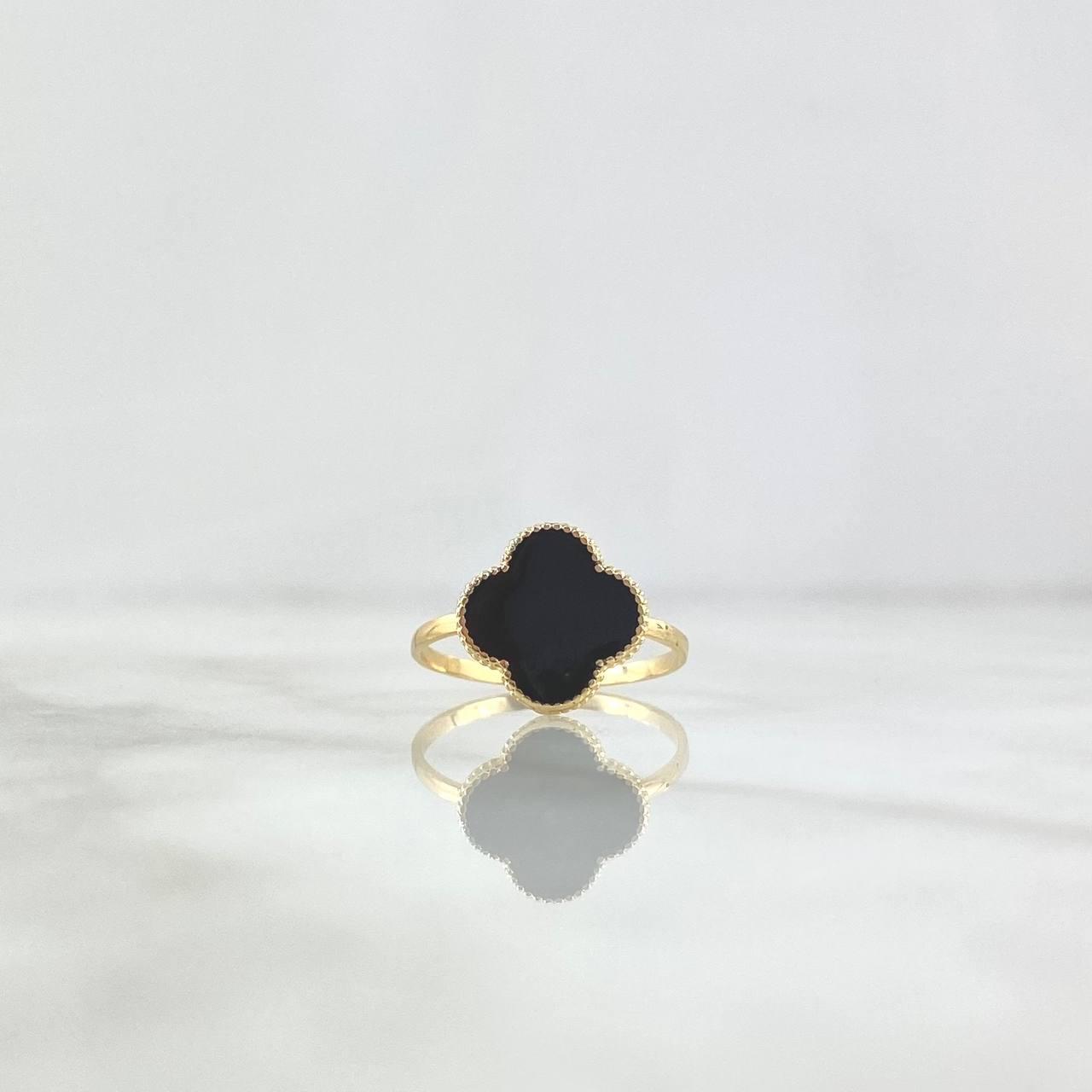 Anillo Trébol VCyA 1.7gr / T6 / Negro Electroestático Oro Amarillo