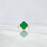 Anillo Trébol VCyA 1.75gr / T6 / Verde Electrostático Oro Amarillo