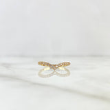 Anillo Tiara En V 1.6gr / T 6 1/4 / Circones Blancos Oro Amarillo