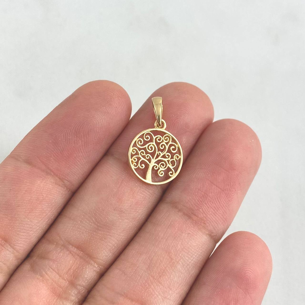 Dije Árbol De La Vida 0.85gr / 1.8cm / Circular Liso Oro Amarillo