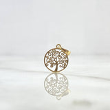 Dije Árbol De La Vida 0.85gr / 1.8cm / Circular Liso Oro Amarillo